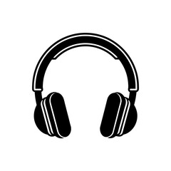 Illustration of black headset on transparent background