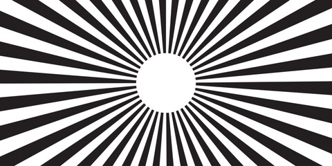 Abstract sunburst background. sunburst with a fiery intensity. Black and White Optical Illusion Art, Dynamic Black and White Illusion Vector. Monochrome sunburst vector background.