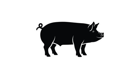 Black silhouette of a pig on a white background.