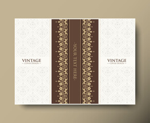 Vintage Decorative Cover Design with Ornamental Border and Seamless Pattern