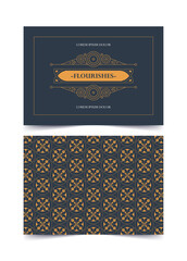 Elegant Vintage Style Flourish Ornament with Seamless Pattern Set Design