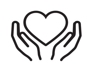 Creative heart hands icon designed with clean line art