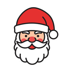 Charming santa claus face icon with red hat and white beard festive holiday character