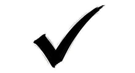 Hand drawn check mark with bold brushstrokes for graphic design projects and approval confirmations