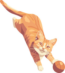 vector illustration of a top view cat playing