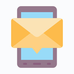 Email on Smartphone Screen Isolated Vector Flat Style Icon,