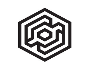 Decorative hexagon pattern drawn in modern geometric vector style