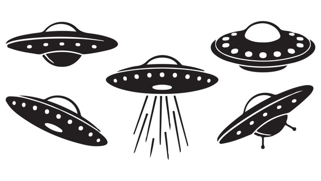 Print"Alien Spaceship UFO Silhouette | Space Vehicle Camms Vector | Extraterrestrial Flying Saucer Clipart"