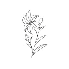 Flower With Blossom One Line Art