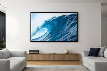 Ocean Wave Canvas Art in Modern Living Room