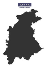Obraz premium Panna district map silhouette vector for tourism guides, educational materials, and infographic maps, clean black outline on white background