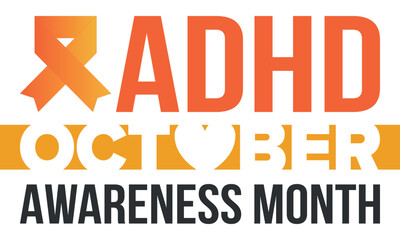 Obraz premium ADHD Awareness Month in October. Attention Deficit Hyperactivity Disorder. Celebrate annual in United States. Health care concept. Poster, greeting card, banner and background. Vector illustration