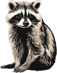 vector illustration of a raccoon sitting
