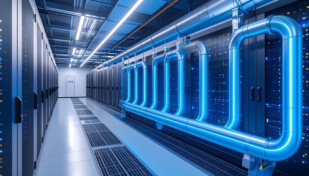 Futuristic server room interior