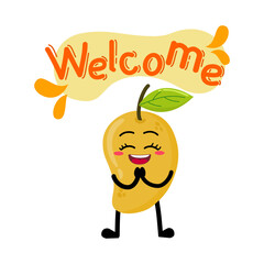 Cute Hand Drawn Mango Welcoming and Greeting Expression