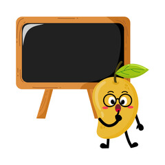 Cute Hand Drawn Mango Teacher Explaining Using Blackboard