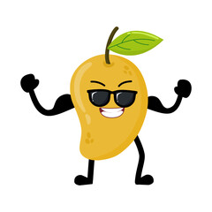 Cute Hand Drawn Strong Mango with Muscular Arm