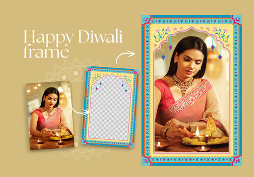 Diwali Photo Frames for Indian Borders & Festival Greeting Cards