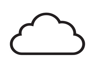 Minimalist outlined hybrid cloud computing icon in creative line drawing