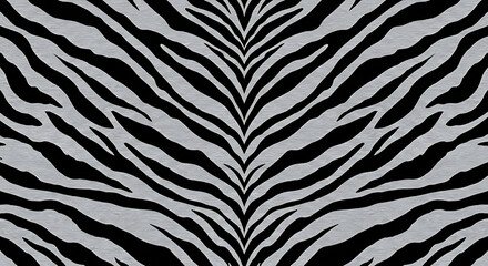A seamless pattern of bold zebra stripes in black and white on a gray textured background