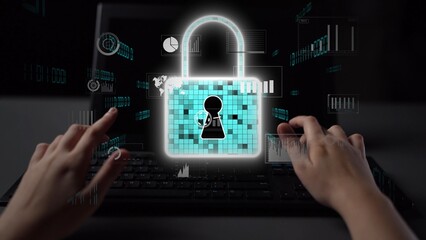 Cyber security protection and cyber security strategies against cyber threats, system hacks, digital breaches, network attacks, and safeguarding data with strong cyber security infrastructure. Thunk