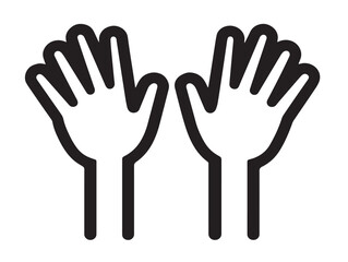 Clean raising hands stock vector illustration in line art