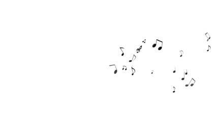 Musical notes floating on a transparent background