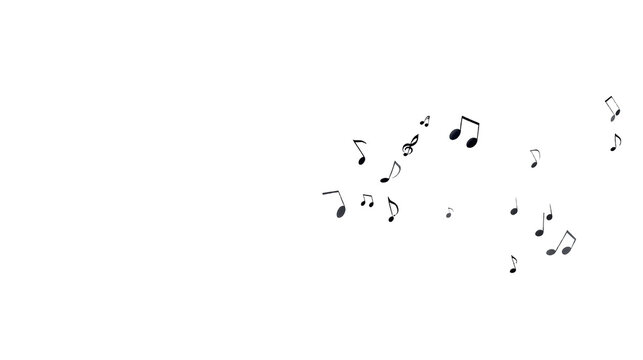 Musical notes floating on a transparent background