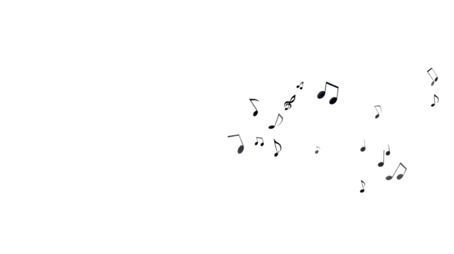 Musical notes floating on a transparent background