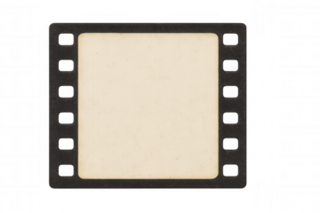 Vintage super 8 film frame lying on transparent surface, offering blank creative workspace for graphic design elements