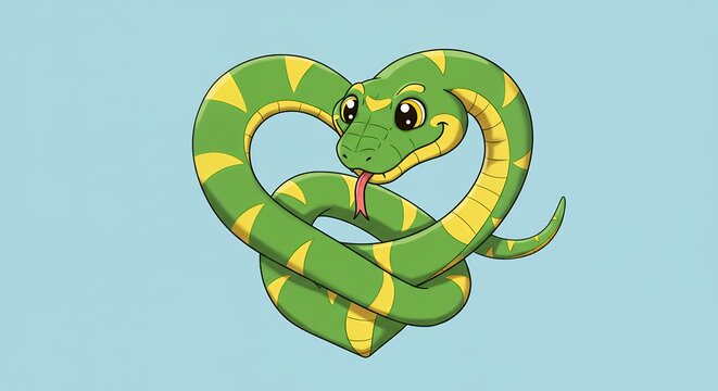 Cute cartoon snake heart shape - Powered by Adobe