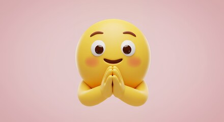 Smiling face with hands praying emoji