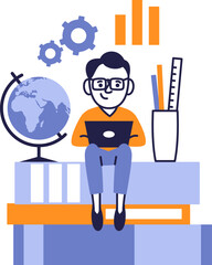 E-learning and Digital Skills Development Illustration.