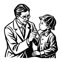 Fototapeta premium Print Doctor giving polio vaccine to a child