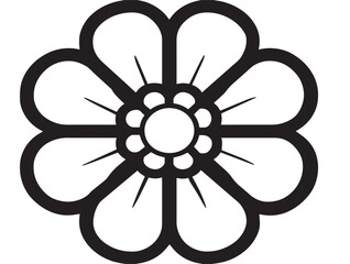 Obraz premium White Flower Icon with Graceful Minimalist Line Drawing Aesthetic