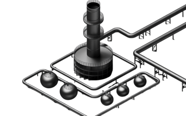 - Minimal Oil Refinery Silhouette with Clean Shadows