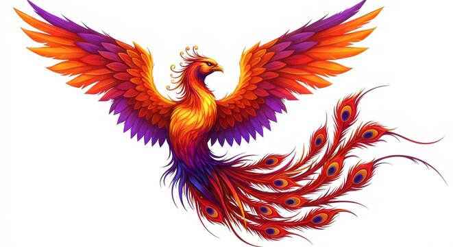 Chinese Phoenix Symbol of Rebirth and Immortality Isolated Art