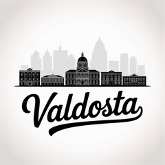 Fototapeta premium Valdosta Skyline Silhouette — A Historic Educational and Cultural City in South Georgia Vector Illustration