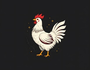 Letter O chicken design, subject centered at top, ample blank space at bottom, clear and simple position, minimal background, optimized for photo use.