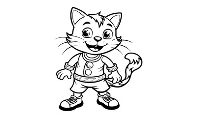 Shadow Cat, kids line art doodle pattern design t shirt silhouette and vector, intricate line art design, relaxing printable, high-quality illustration for stress relief, art therapy activity.