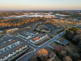 Aerial landscape suburb neighborhood after Hurricane Helene Conyers Rockdale County Georgia