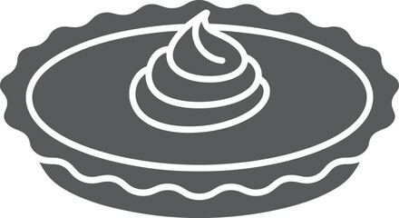 Simple stylized icon of a pie with whipped cream swirl