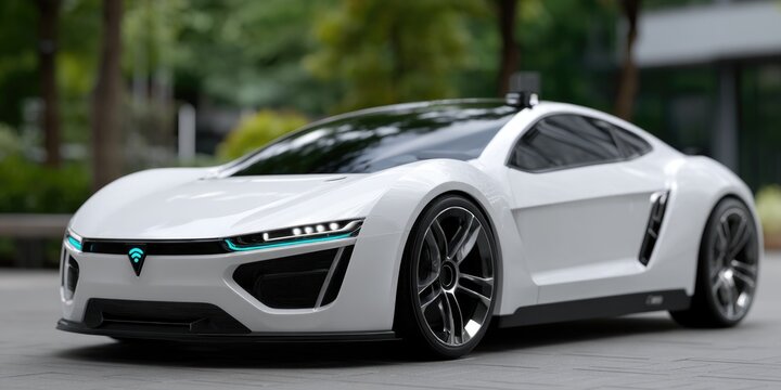 White Futuristic Sports Car