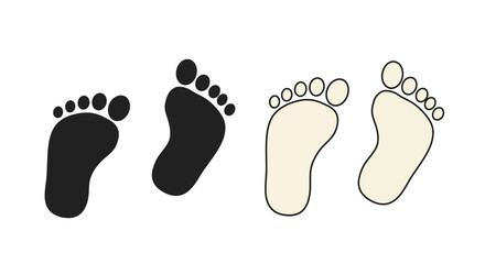 Minimalist footprint silhouette and outline art for nature and wellness designs