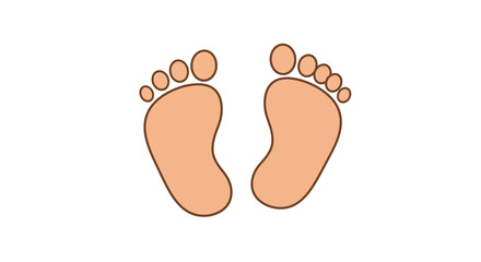 Minimalist cartoon style feet outline on white background