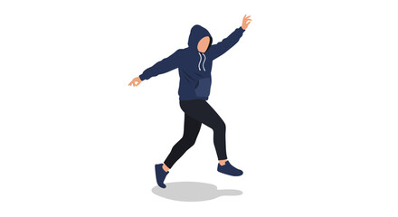 Fototapeta premium Dynamic hoodie dance pose in minimalist style on white background