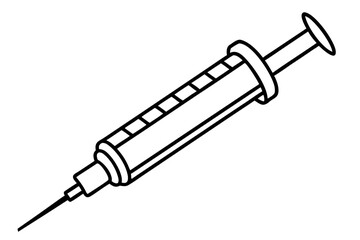 Syringe injection icon,syringe with needle, medical syringe outline