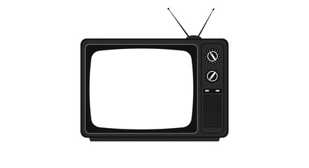 Retro television with antennas on white background