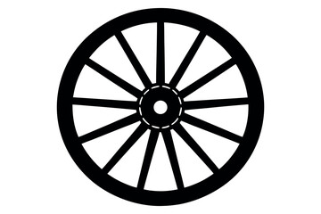 Fototapeta premium Wagon wheel silhouette vector, Wagon wheel icon