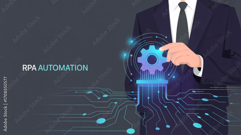 Wall mural Explore rpa automation solutions: streamline business processes with robotic process automation and ai technology